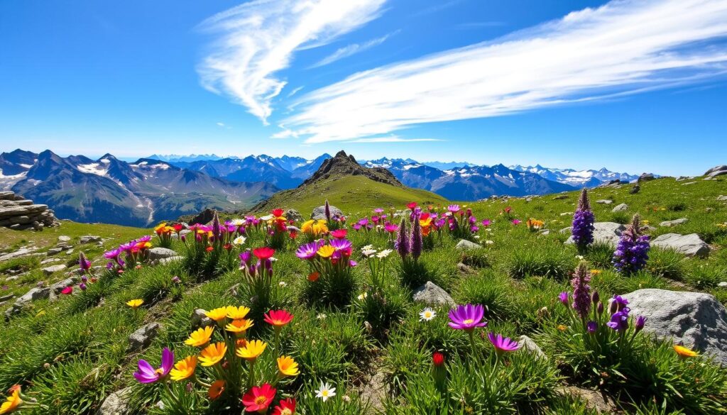 Alpine Pflanzenwelt Alpensattel