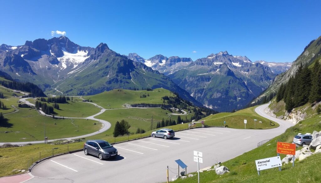 Parkplätze Bergpassroute Alpensattel