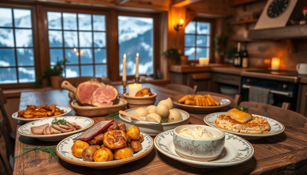 Traditionelle alpine Küche Österreichs