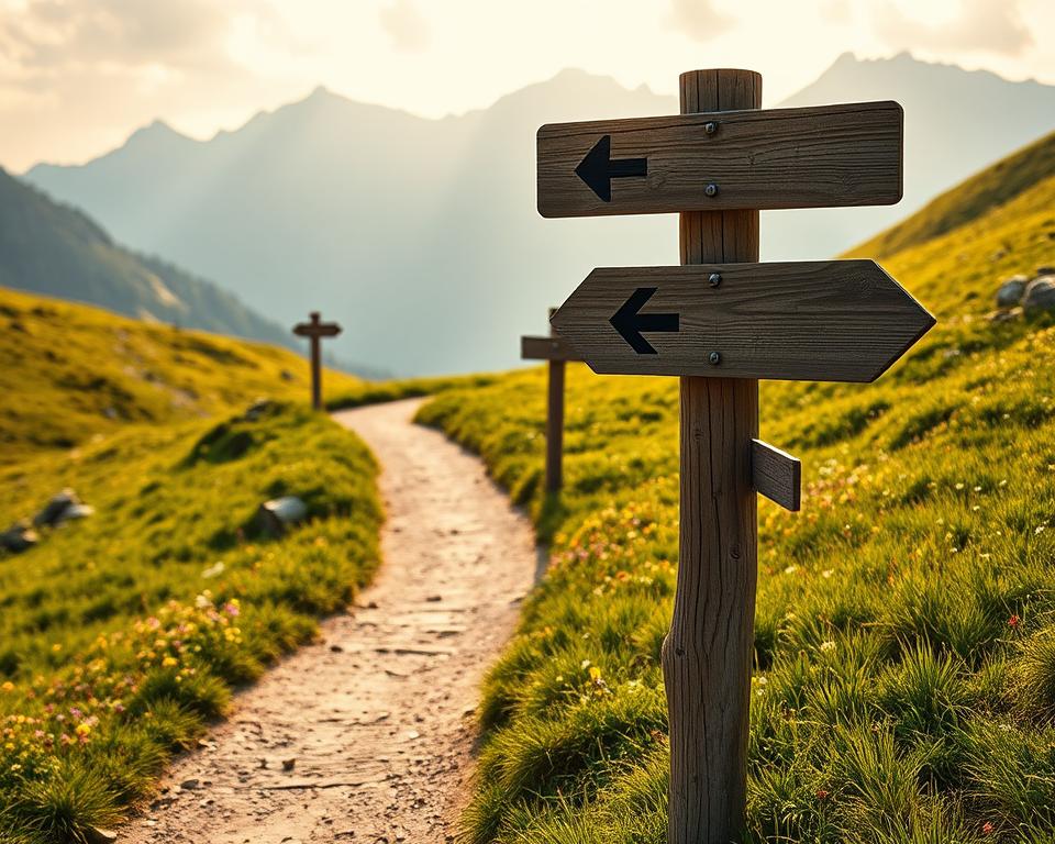 Wanderweg mit Wegweisern am Alpspitze Rundweg