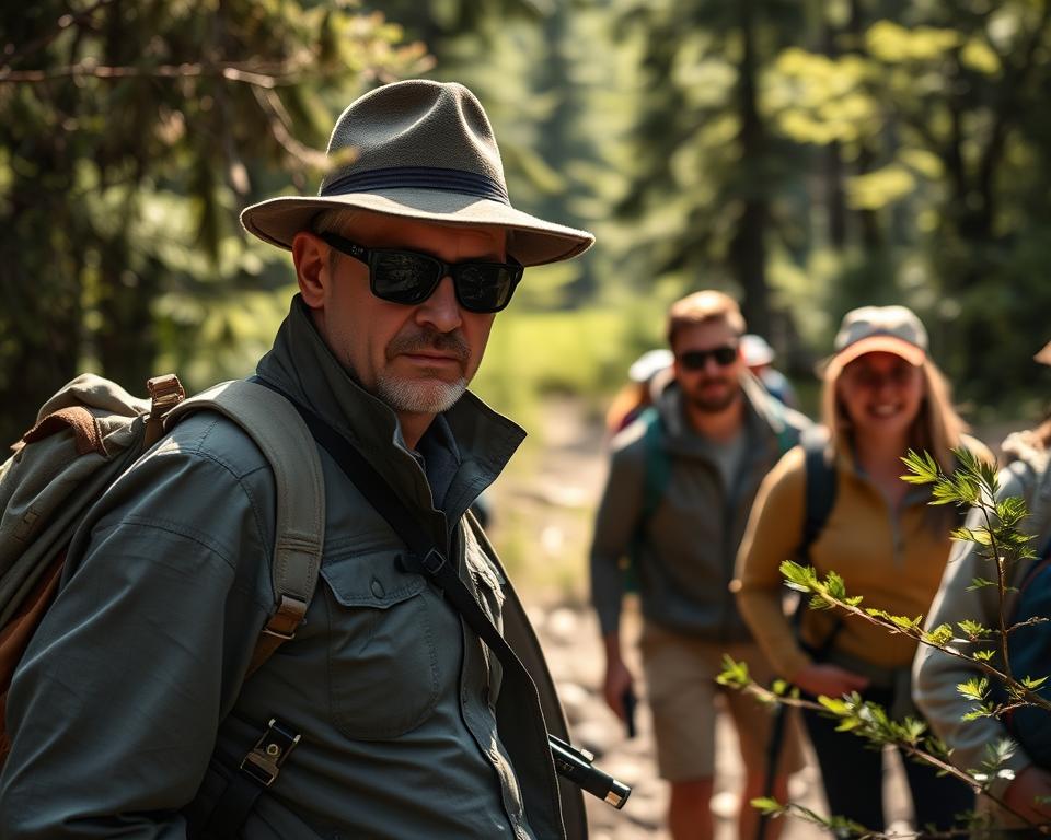 Detektiv in Wandergruppe