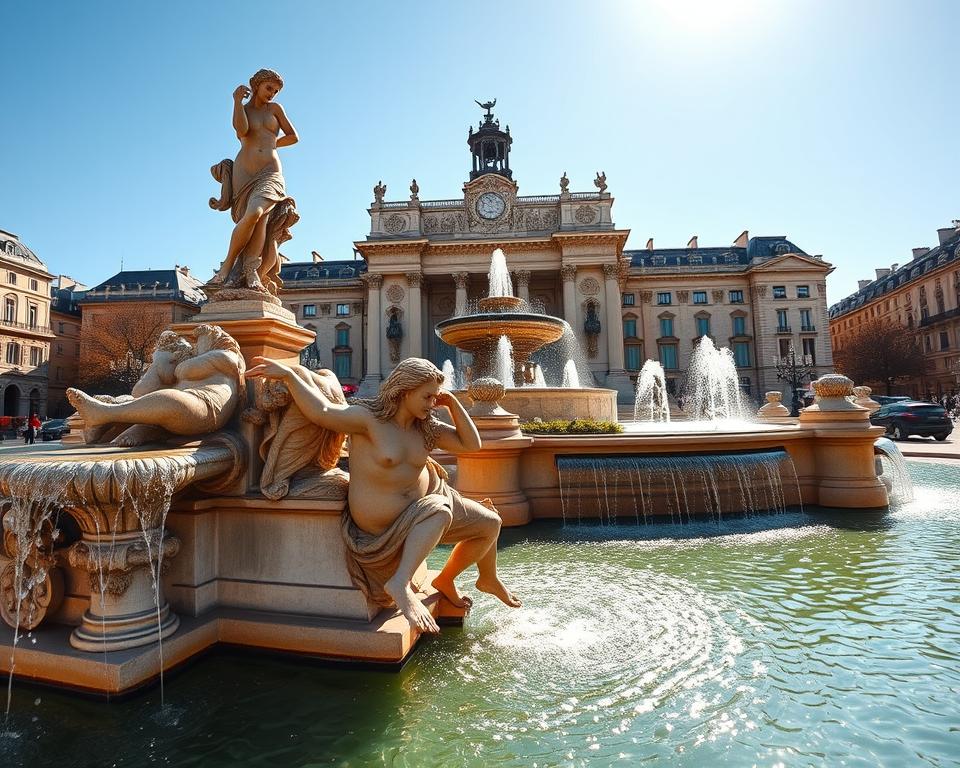Monumentale Architektur der Fontaine des Mers